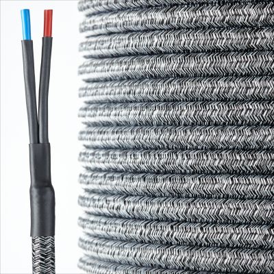 HQ textile speaker cable black-white  2 x 4 mm²