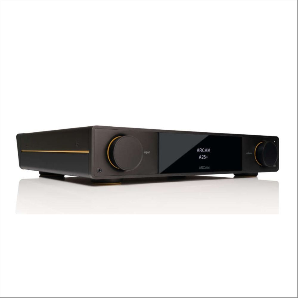 Passendes Hifi für INKLANG Lautsprecher: ARCAM A25+ leistungsstarke Vollverstärker, 2 x 100 Watt, DAC, Phono, Seitenansicht