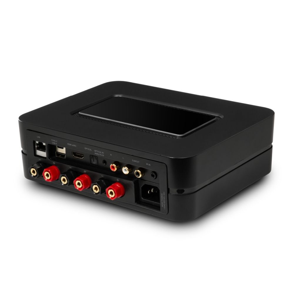 Bluesound Powernode N331 Rückseite mit HDMI eARC und Anschlüssen für die 3-Kanal-Technik