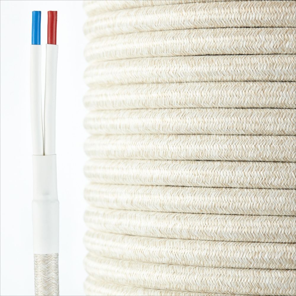 Hochwertiges Lautsprecherkabel, textilummantelt, beige-weiß, INKLANG HQ Lautsprecherkabel