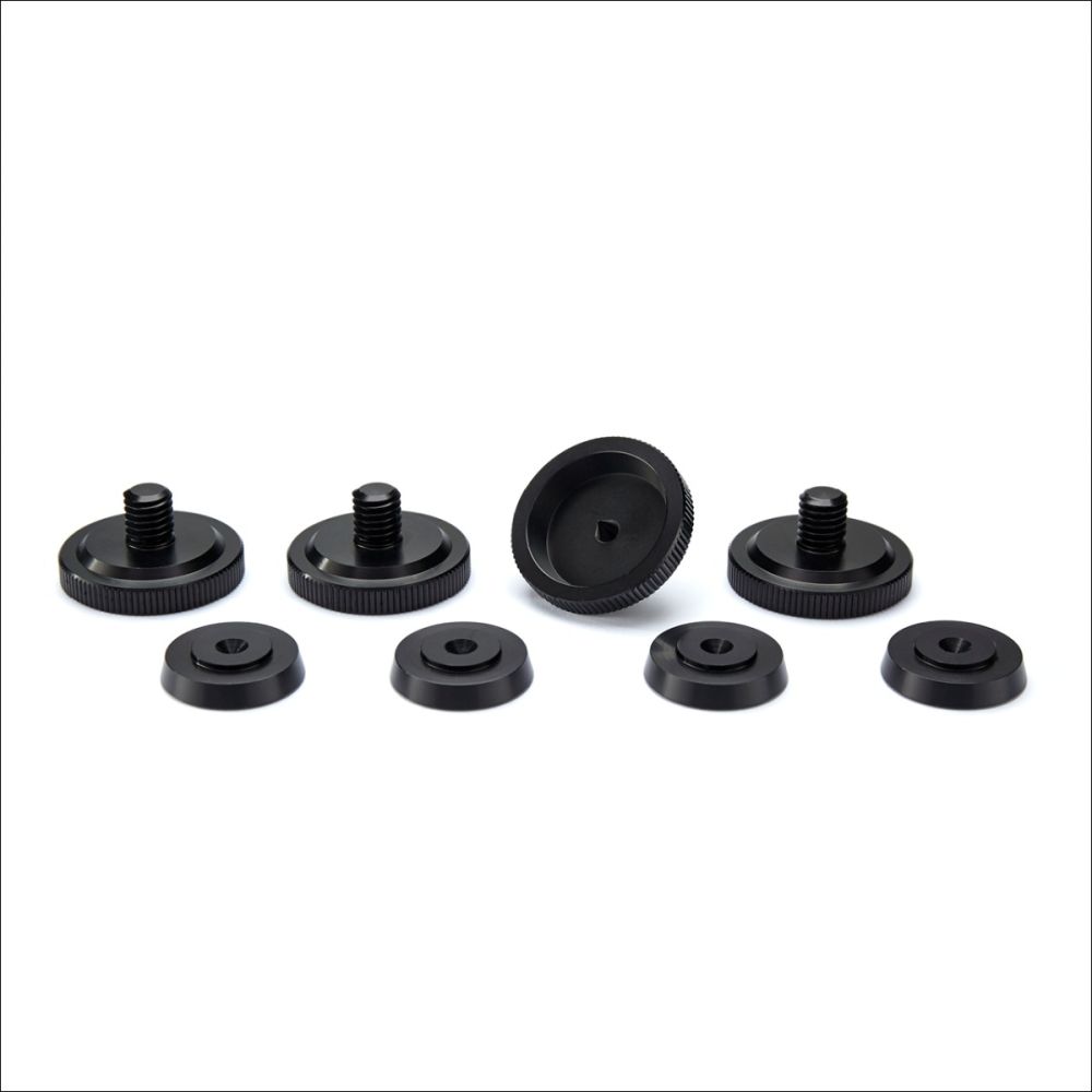 Lautsprecherspikes, schwarz, M8-Gewinde, kratzfrei, INKLANG Rändelspikes