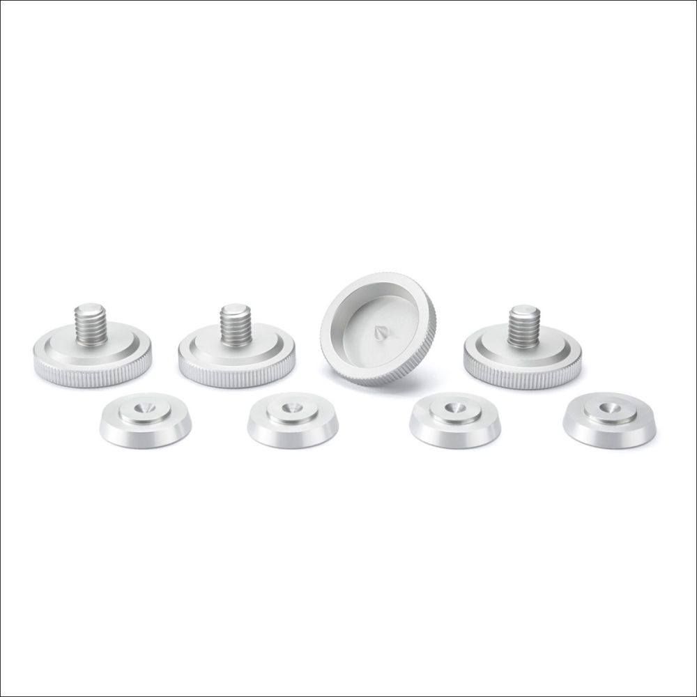 Lautsprecherspikes, silber, M8-Gewinde, kratzfrei, INKLANG Rändelspikes